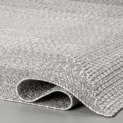 Light Gray Braided Square Synthetic 3' x 5' Indoor/Outdoor Rug