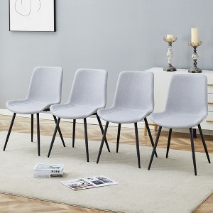 Vynxaria Light Gray Linen Cotton Dining Chairs Set of 4 - 1 of 4