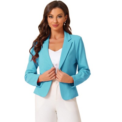 INSPIRE CHIC Women's Business Casual Open Front Fully Lined Crop Suit Jacket