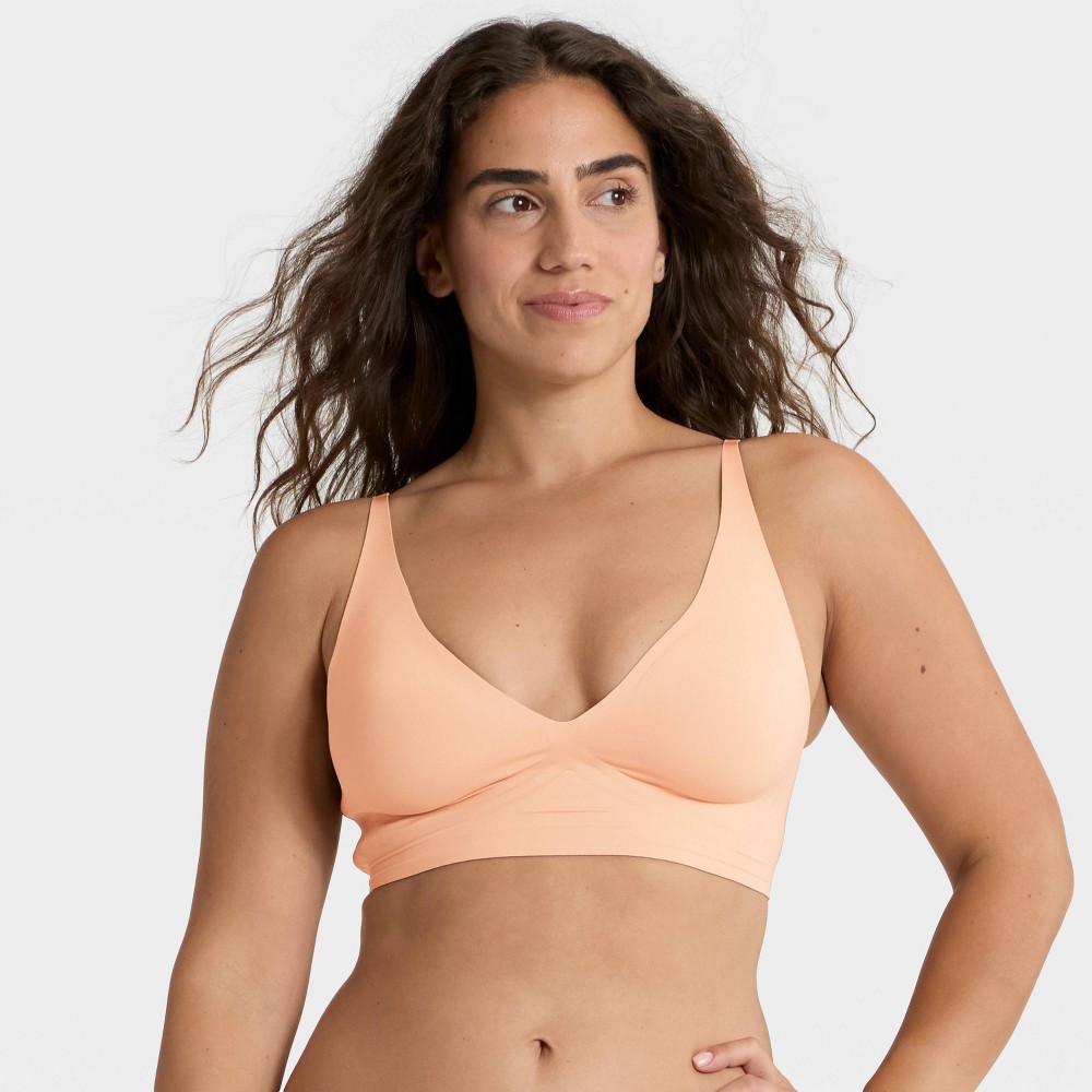 Women's Luxury Collection Removable Pad Longline Plunge Bralette - Auden™ Pearl Tan XL