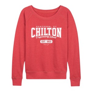 Women's - Gilmore Girls - Chilton Prep Lightweight French Terry Wide Neck Long Sleeve Graphic Shirt - 1 of 3