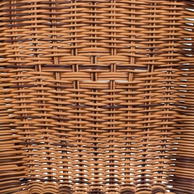 Burning Brown Wicker Dining Chair with Red Aluminum Frame