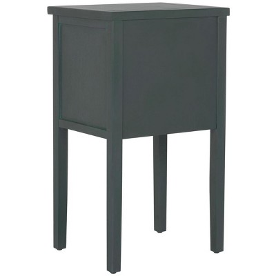Transitional Blue-Gray Wood and Metal Accent Table with Storage