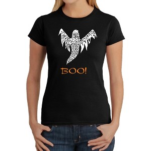 LA Pop Art Halloween Ghost - Women's Word Art T-Shirt - 1 of 4