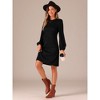 Allegra K Women's Lantern Long Sleeve Wedding Guest Crew Neck Mini Dress - 4 of 4