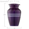 Reminded Small Cremation Memorial Urn for Human Ashes, Stripe Miniature Keepsake Urn with Velvet Case - 4 of 4