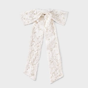 Floral Lace Bow Hair Barrette - A New Day™ Ivory - 1 of 2
