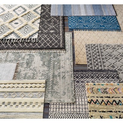 Gray Rectangular Stain-Resistant Synthetic Area Rug