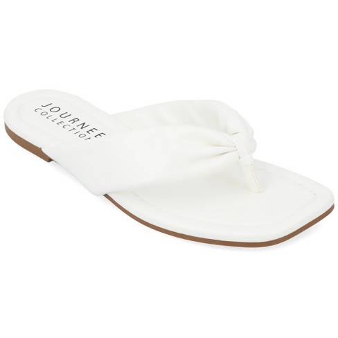 Journee Collection Womens Kyleen Tru Comfort Foam Flip Flop Puffy Sandal  White 6