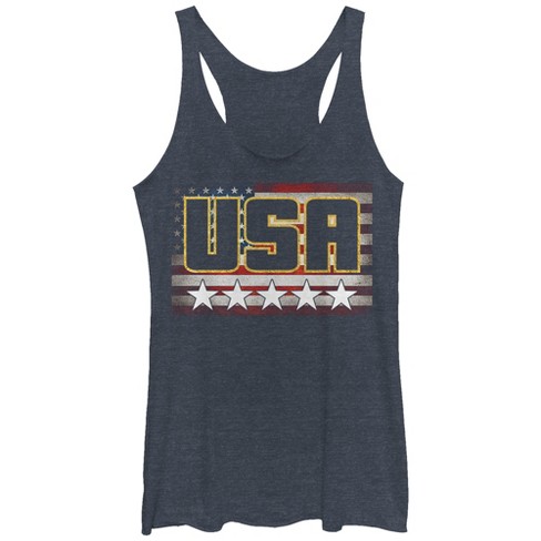 Women's Lost Gods Fourth Of July Usa Flag Star Line Racerback Tank Top ...