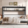 TIRAMISUBEST Twin Size Metal Murphy Bed with 2-Tier Storage Shelves, Folding Wall Bed Frame with Clothes Hanging Rod - 2 of 4