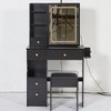 CAVINAS Vanity Desk with Mirror Compact Makeup Table with Stool, Multi-Layer Storage - 3 of 4