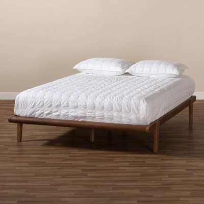 Kaia Walnut Brown Full Size Mid-Century Modern Platform Bed Frame