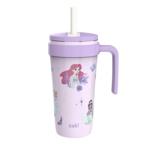 Zak Designs 18oz Princess Stainless Steel Vacuum Fairway Straw Tumbler Purple - 1 of 4