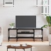CLIHOME Iron Large TV Stands and Consoles, Metal TV Storage Cabinet 2 Open Compartments - 2 of 4