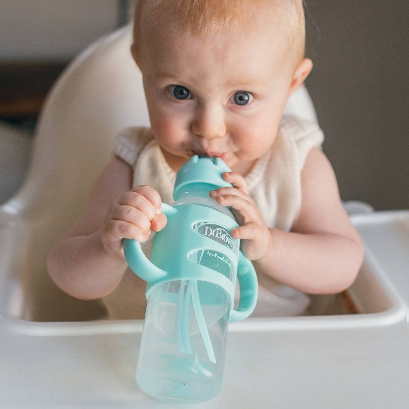 Dr. Brown&#39;s 8oz Milestones Narrow Sippy Straw Bottle with Silicone Handles - 6m+ - Green, 5 of 13