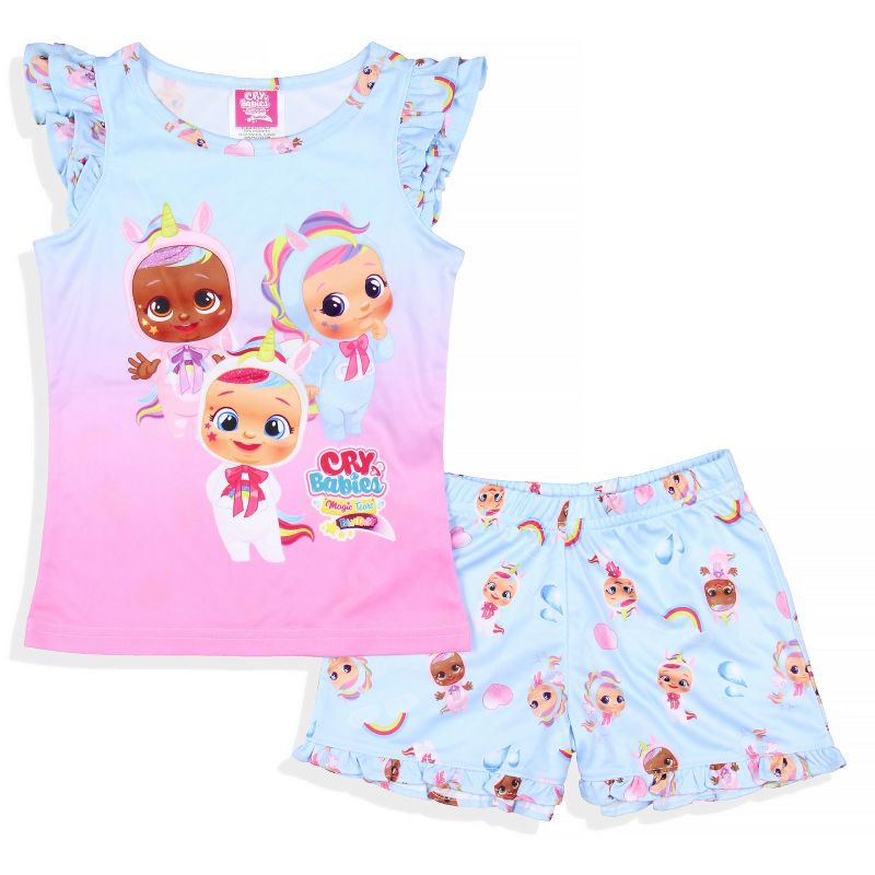 Cry Babies Magic Tears Toddler Girls' Sleep Pajama Sleep Set Shirt And Shorts Blue, 1 of 7