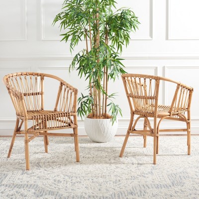 Honey Brown Wash Rattan Accent Chair Set, Sustainably Sourced