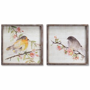HomeRoots Set of Two Brown Bird Wood Square Framed Art - 1 of 4