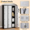 72" Metal Storage Cabinet with 4 Door, Lockers for Employees Students with Shelves, Metal Storage Steel Locker for School Office Gym, Grey+Black - 4 of 4