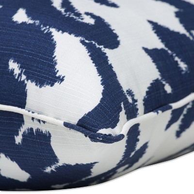 Navy and White Ikat Damask Outdoor Throw Pillow Set