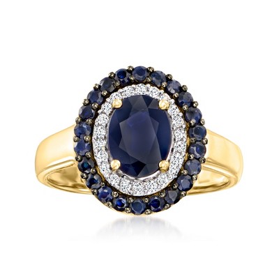 Ross-Simons 2.00 ct. t.w. Sapphire and .11 ct. t.w. Diamond Ring in 14kt Yellow Gold