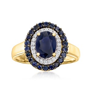 Ross-Simons 2.00 ct. t.w. Sapphire and .11 ct. t.w. Diamond Ring in 14kt Yellow Gold - 1 of 4