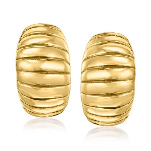 Ross-Simons Italian 18kt Yellow Gold Ribbed Earrings - 1 of 4