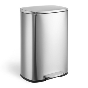 13 Gallon Trash Can, Stainless Steel Garbage Can with Removable Inner Bucket & Soft-Close Lid, Fingerprint Proof Waste Bin for Kitchen, Home Office - 1 of 4