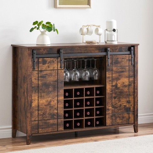 Whizmax Coffee Bar Cabinet with Storage, Wine Bar Cabinet with Sliding Barn Door, Sideboard Cabinet with 16 Bottle Wine Rack for Dining, Living Room - image 1 of 4