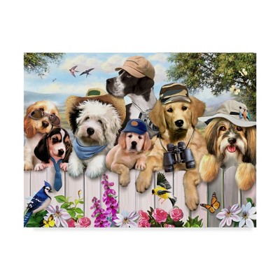 Best Pals Dogs Canvas Art with White Wooden Fence