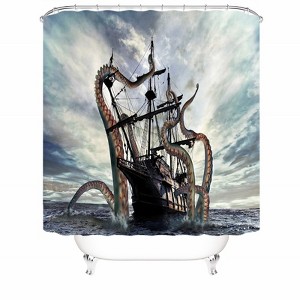 Octopus And Boat Shower Curtains for Bathroom Waterproof Fabric Bath Curtain Durable Soft Stylish Bathroom Decor 72x72 Inch - 1 of 1