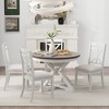 Merax 5-Piece Retro Dining Set with Extendable Round Table, 12-Inch Leaf, and Upholstered Chairs - 3 of 4