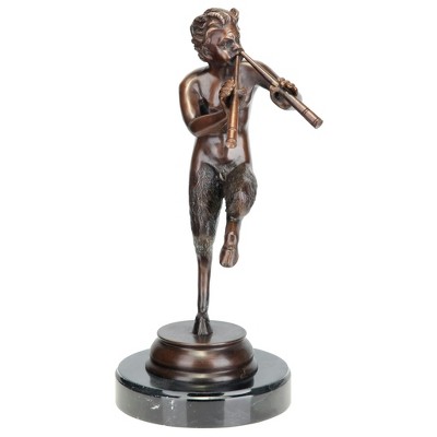 Medium Bronze Greek God Pan Statue with Marble Base