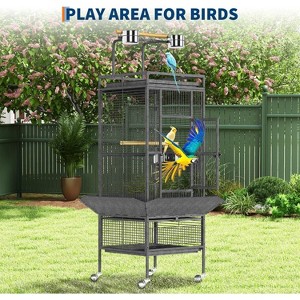 Large Bird Cage 61-inch Playtop Metal Bird Cages with Rolling Stands, Feed Bowls for Parakeets, Conures, Parrot Cage for Medium Large Breed - 1 of 4