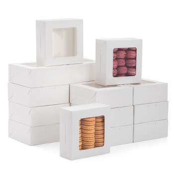 Juvale 50 Pack 6x6 Bakery Boxes with Window for Desserts, Treat Containers for Cupcakes, Pastries, Cookies (White)