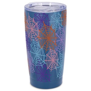 Elanze Designs Spider Cobwebs Spooky Halloween Wrap-Around Design 20 Ounce Stainless Steel On-The-Go Coffee Mug, Thermal Travel Tumbler with Leak - 1 of 4