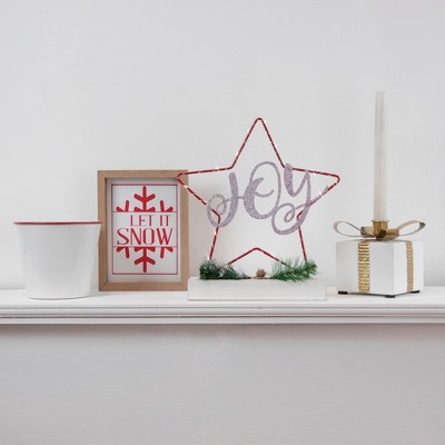 Set of 2 Red and White Wooden Holiday Slogan Plaques