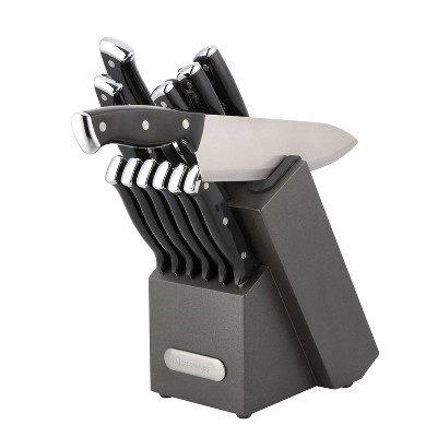 Farberware 14pc Triple Rivet Knife Block Set with Edgekeeper Sharpener Graphite: Stainless Steel Cutlery, Hand Wash‼️missing 2 ‼️