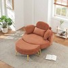 Vynxaria Round Convertible Sofa Bed - Corduroy Fabric, Adjustable Headrest, Removable Tray, 2 Throw Pillows + Waist Pillow for Small Apartment/Bedroom - 4 of 4
