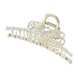 Unique Bargains Women's Faux Pearl Hair Clips and Pins Gold Tone 1 Pc - 1 of 4