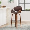 Okak Upholstered Swivel Adjustable Height Bar Stools with Footstools,Single PU Leather Counter Chairs for Dining Rooms - 2 of 4