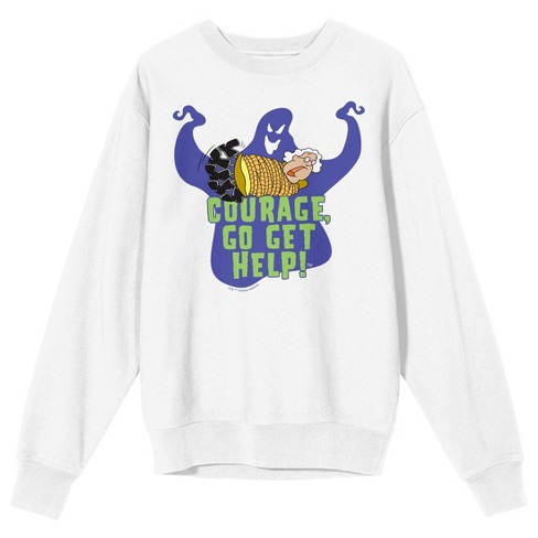 Courage The Cowardly Dog Muriel & Ghost Crew Neck Long Sleeve White Adult Sweatshirt - image 1 of 2