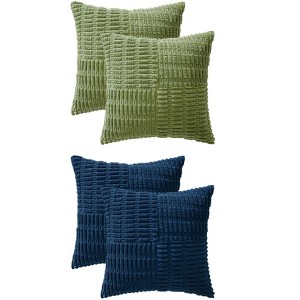 REGALWOVEN 4 Pcs Solid Corduroy Soft Decorative Throw Pillow Covers for Modern Farmhouse Home Decor 18 x 18 Inch - 1 of 4