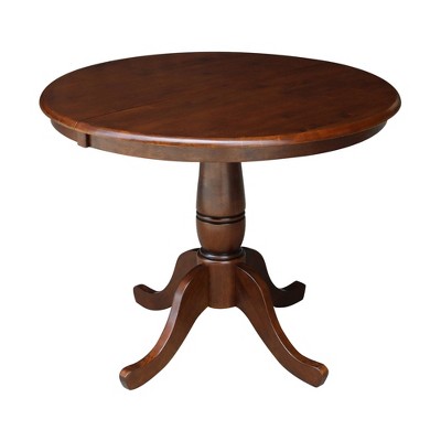 Round Pedestal 36" Extendable Dining Table with 12" Drop Leaf - International Concepts