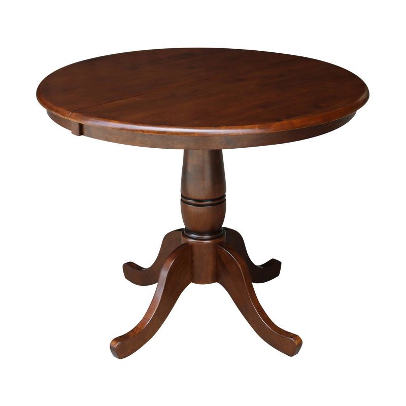 Round Pedestal 36&#34; Extendable Dining Table with 12&#34; Drop Leaf - International Concepts, 1 of 10