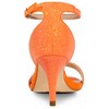 Allegra K Women's Glitter Open Toe Ankle Buckle Strap Stiletto Heel Sandals - 3 of 4