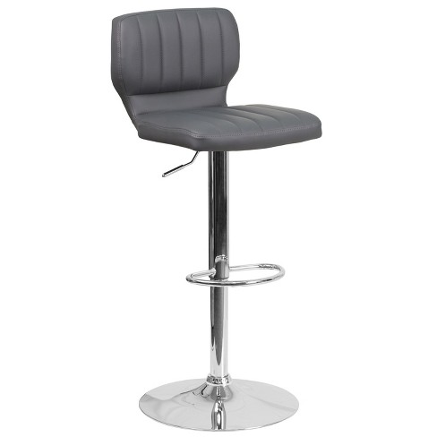 Flash Furniture Contemporary Gray Vinyl Adjustable Height Barstool With ...