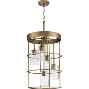 Progress Lighting Burgess 5-Light Hall & Foyer Light, Aged Bronze, Seeded Glass - 1 of 1
