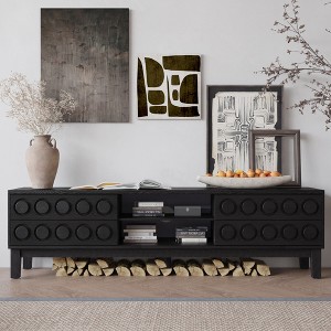 LOVSON Modern Mid-Century Media Console with 4 Drawers and Cable Management, TV Console Table for TVs up to 75",for Living Room,Office(Black) - 1 of 4